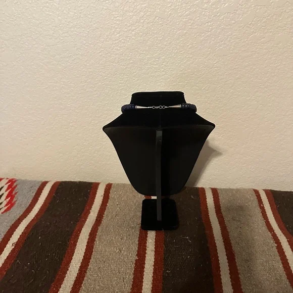 Hand Crafted Lapis Lazuli, Sodalite and Sterling Silver Beaded Necklace - Picture 3 of 3